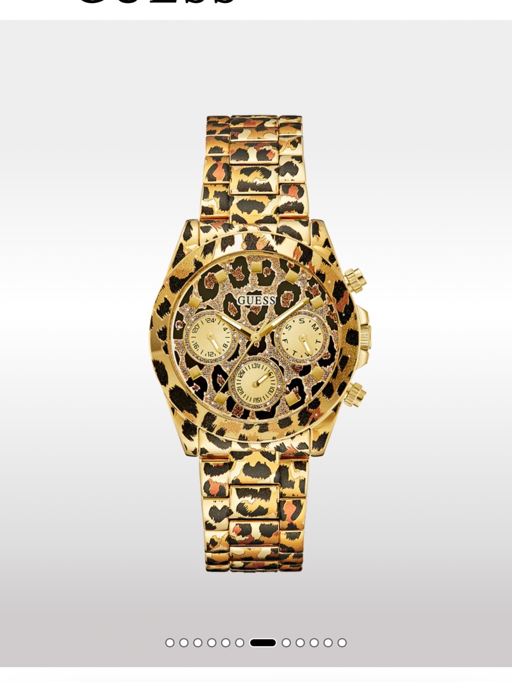 GUESS Gold Tone Leopard Print Women's Watch